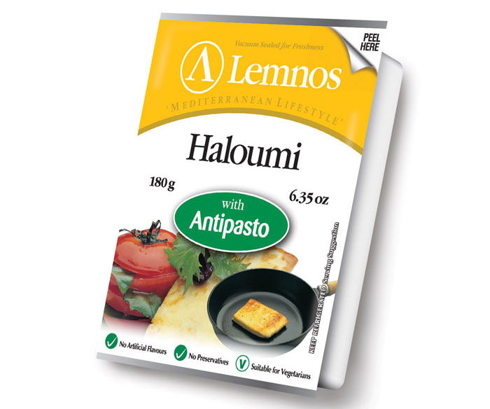Lemnos Haloumi with Antipasto – 180g. Servings per Pack: 6, Serving Size: 30g