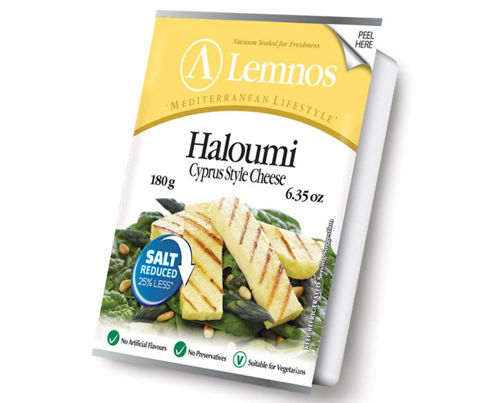 Lemnos Reduced Salt Haloumi 180g Lemnos Haloumi salt reduced 180g. Servings per Pack: 6, Serving Size: 30g