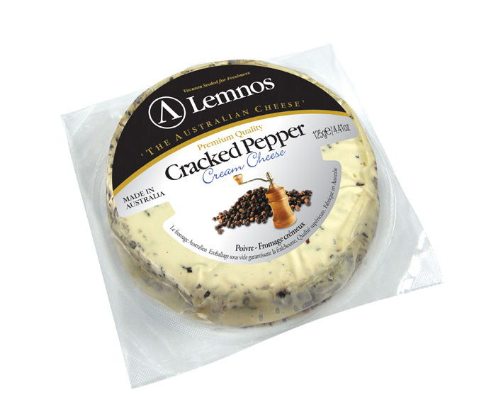 Cream Cheese Cracked Pepper Lemnos Cream Cheese Cracked Pepper – 125g. Servings per Pack: 5, Serving Size: 25g (Export Quality)