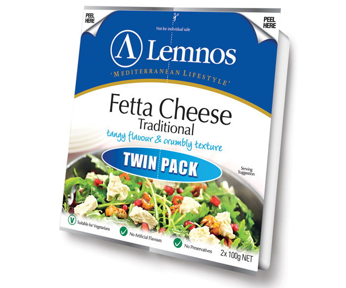 Lemnos Fetta Twin Pack- 200g. Servings per Pack: 8, Serving Size: 25g