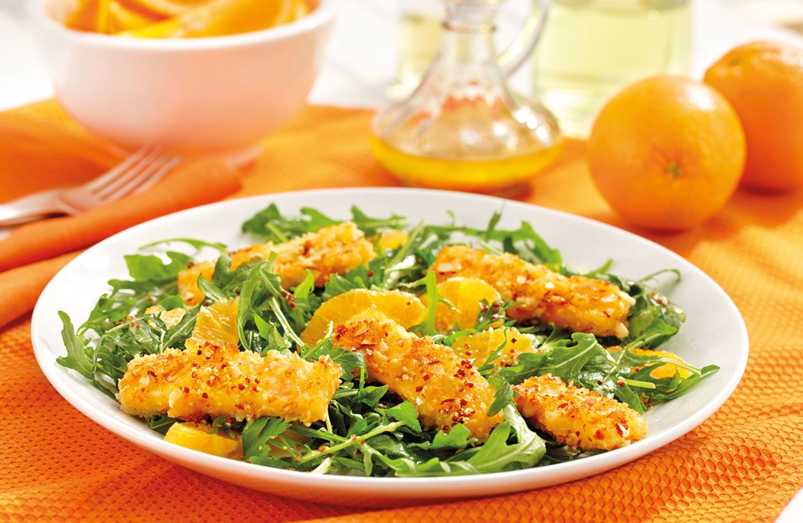 Almond Pan Fried Haloumi, Rocket & Orange Salad recipe made with Lemnos Haloumi