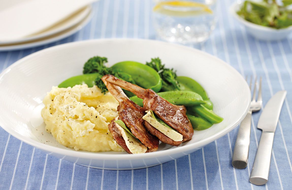 Greek Style Lamb Cutlets with Garlic Fetta Mash recipe made with Lemnos Fetta