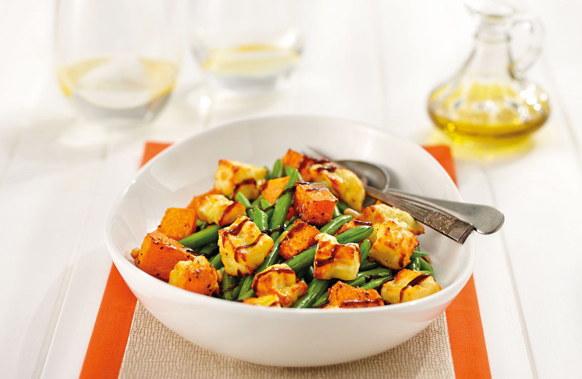 Moroccan Roasted Pumpkin, Haloumi & Green Bean Salad recipe made with Lemnos Haloumi