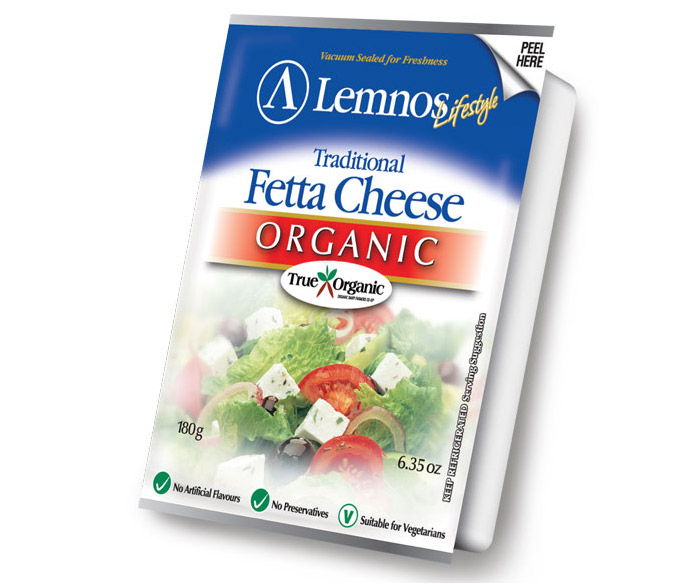 Lemnos Organic Full Cream Fetta 180g Lemnos Organic Full Cream Fetta – 180g. Servings per Pack: 6, Serving Size: 30g