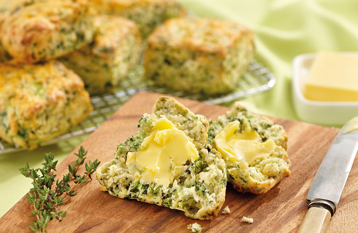 Recipe for Spinach and Thyme Scones (muffins) made with Lemnos Fetta