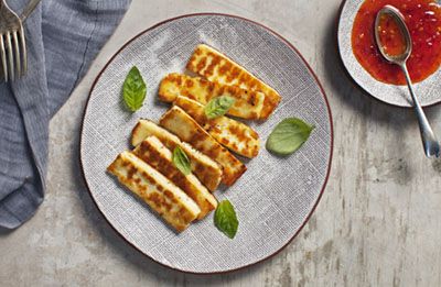 Toasted Haloumi with Easy Dipping Sauce recipe made with Lemnos Cyprus Style Haloumi Cheese