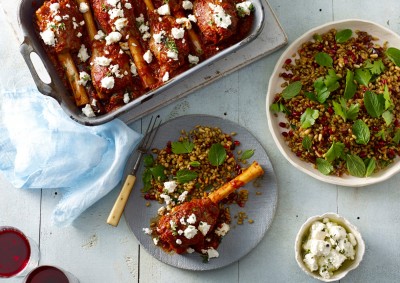 Sticky Persian Lamb Shanks with Fetta Recipe made with Lemnos Persian Marinated Fetta Cheese