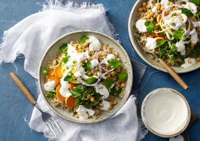 Whole Food Lunch Bowl with Fetta Yoghurt Recipe made with Lemnos Smooth Fetta Cheese