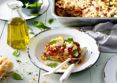 Three Cheese Eggplant Lasagne Recipe made with Lemnos Traditional Fetta & Ricotta Cheese